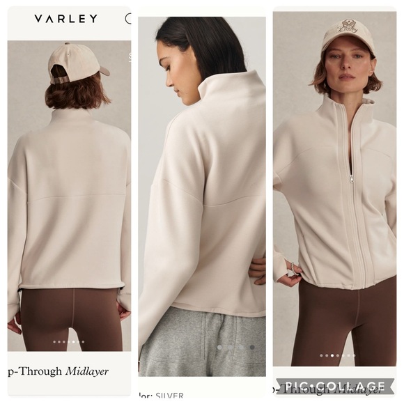 NWT new XL Anthropologie Varley Tahay Zip Through mid layer jacket silver cream - Picture 13 of 16